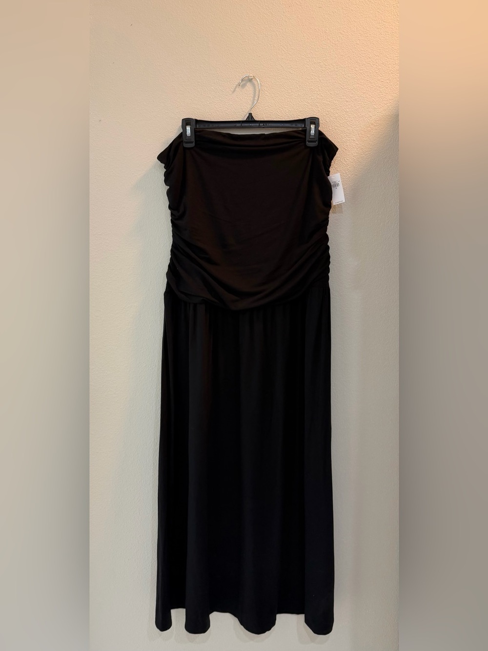 Old Navy Black Strapless Maxi with Ruched Bodice